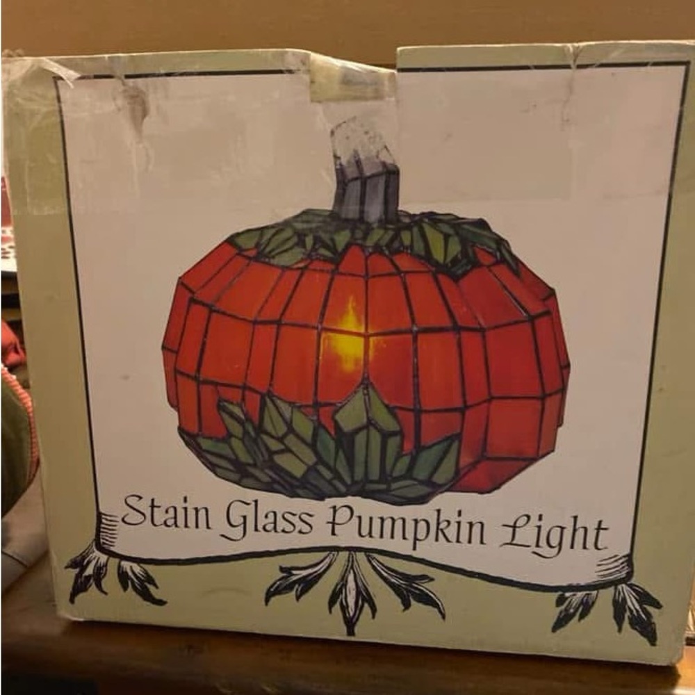 vintage stained glass pumpkin light